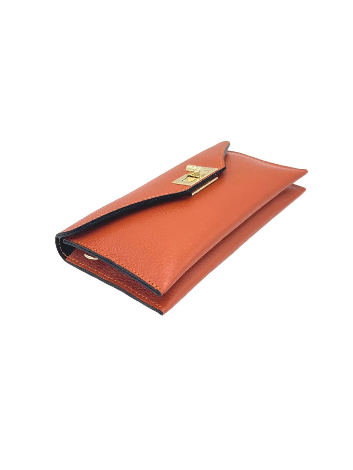 Suie Valentini- Pochette convertible, en cuir véritable avec chaîne bandoulière, Orange