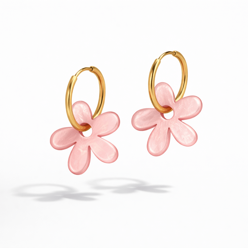 Bloomette - Boucles d'oreilles créoles avec fleurs: Viola