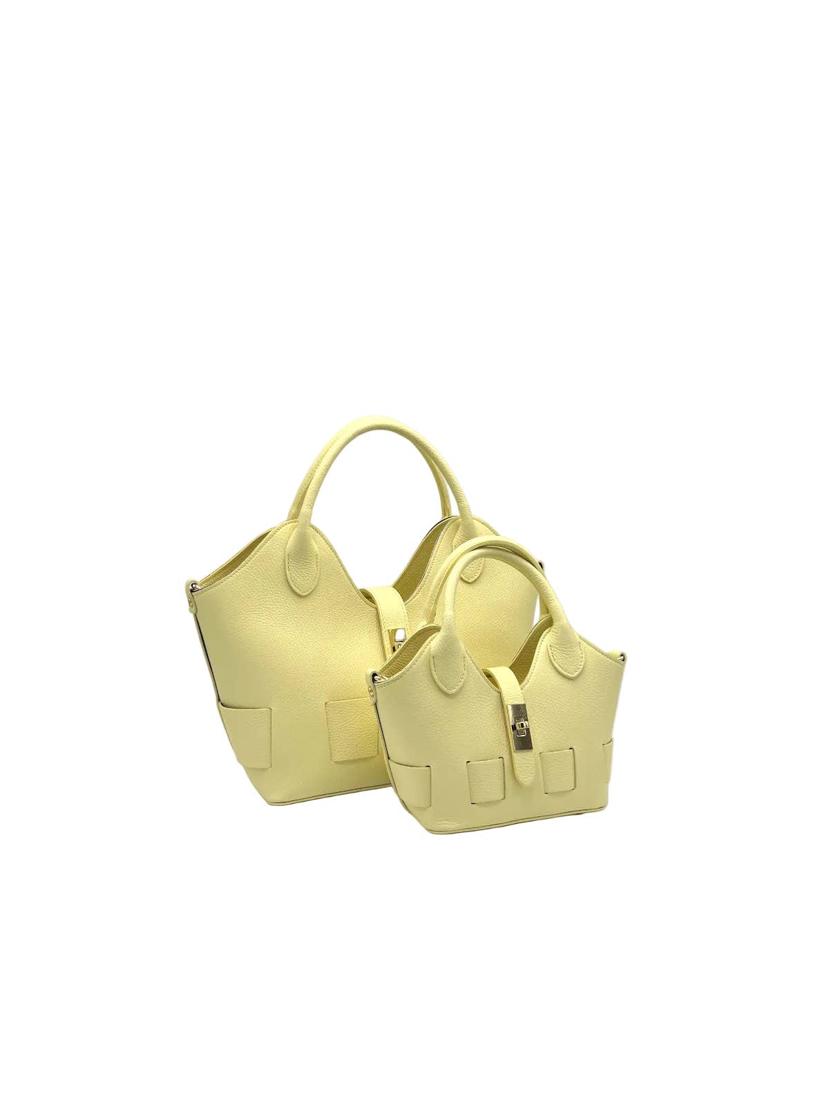 Sac Bandoulière en Cuir Véritable Fait en Italie — Jaune