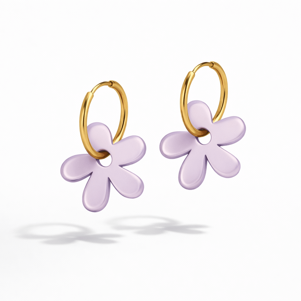 Bloomette - Boucles d'oreilles créoles avec fleurs: Viola