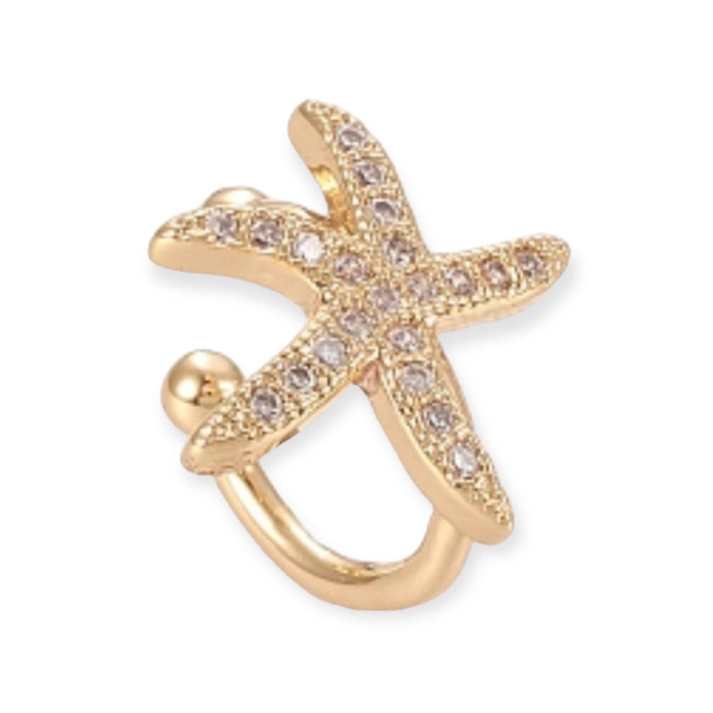 STARFISH – Ear Cuff Étoile de Mer avec Zircons Dorés