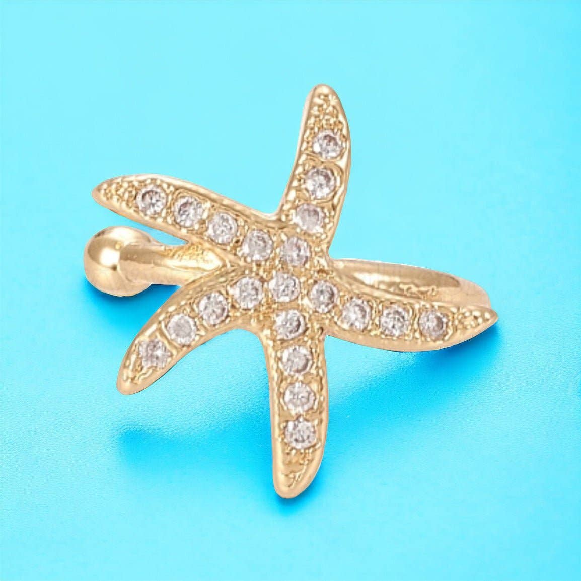 STARFISH – Ear Cuff Étoile de Mer avec Zircons Dorés