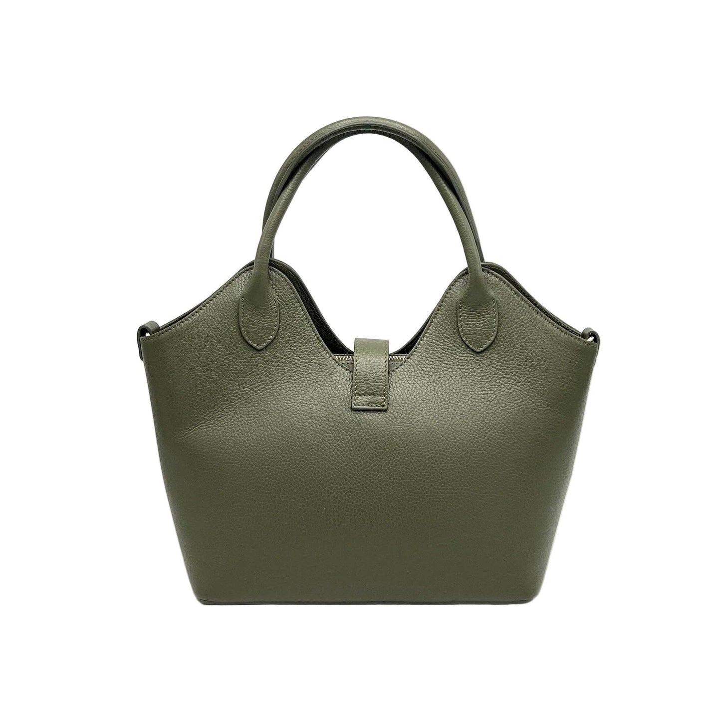 Sac à main en cuir suédé avec bandoulière, Fabriqué en Italie, art. 112683: Vert olive