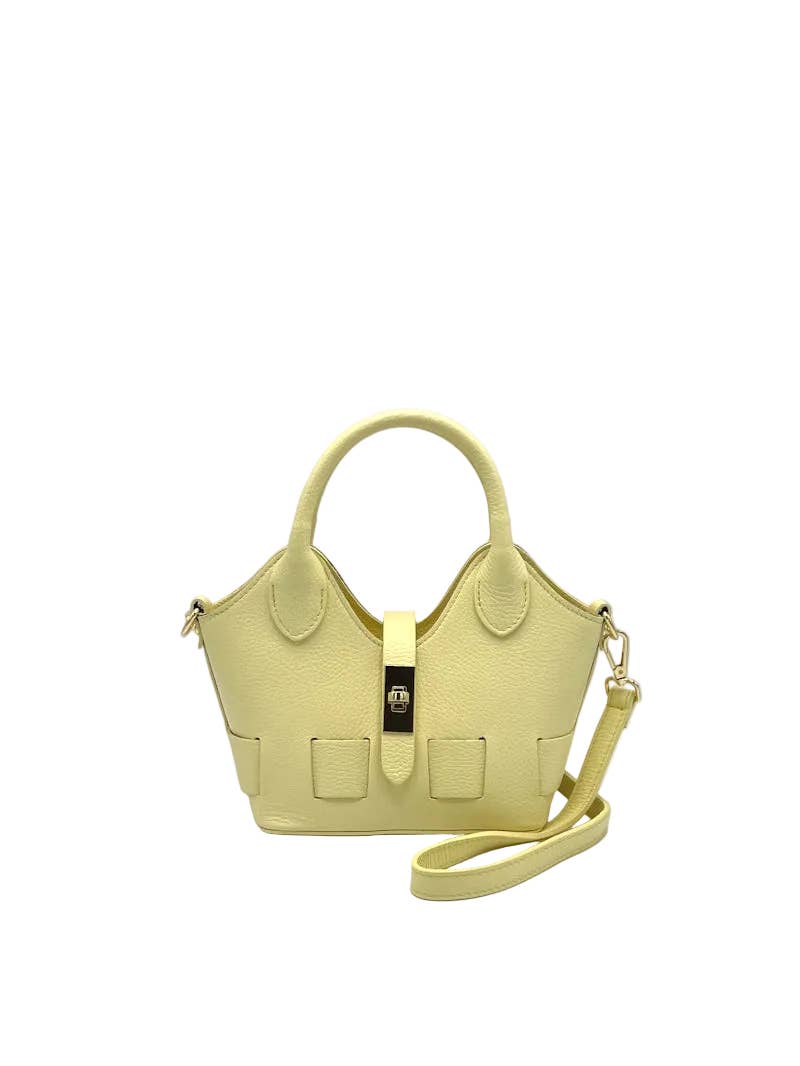 Sac Bandoulière en Cuir Véritable Fait en Italie — Jaune