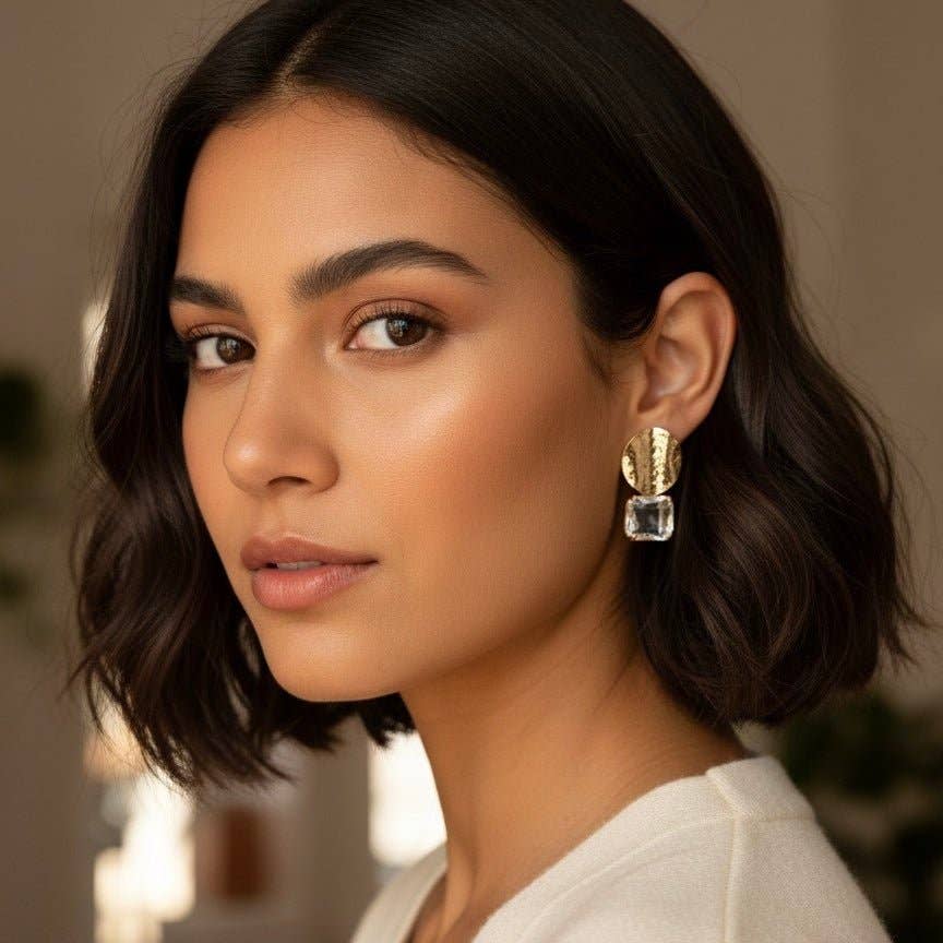 Vitrea – Boucles Or 18K & Verre Transparent