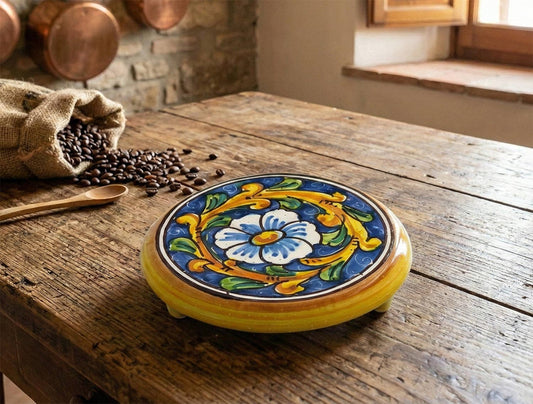 Porte-cafetière en céramique décorée à la main par des céramistes siciliens barocco art 20
