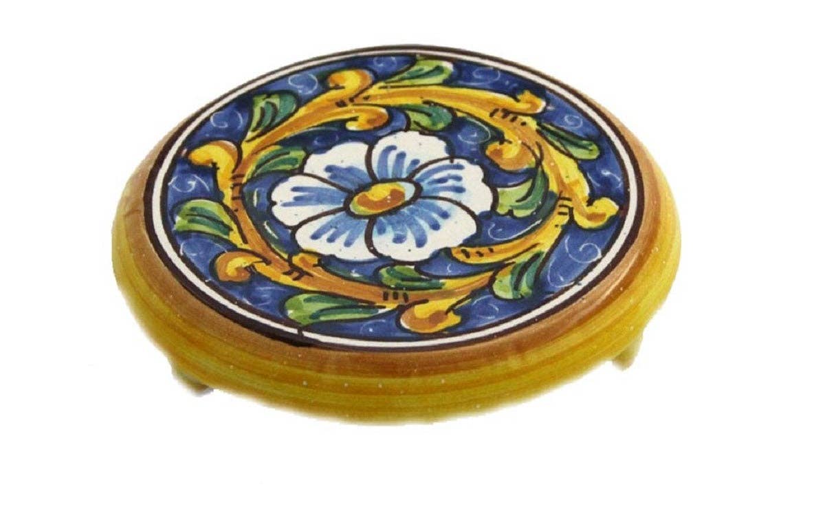 Porte-cafetière en céramique décorée à la main par des céramistes siciliens barocco art 20