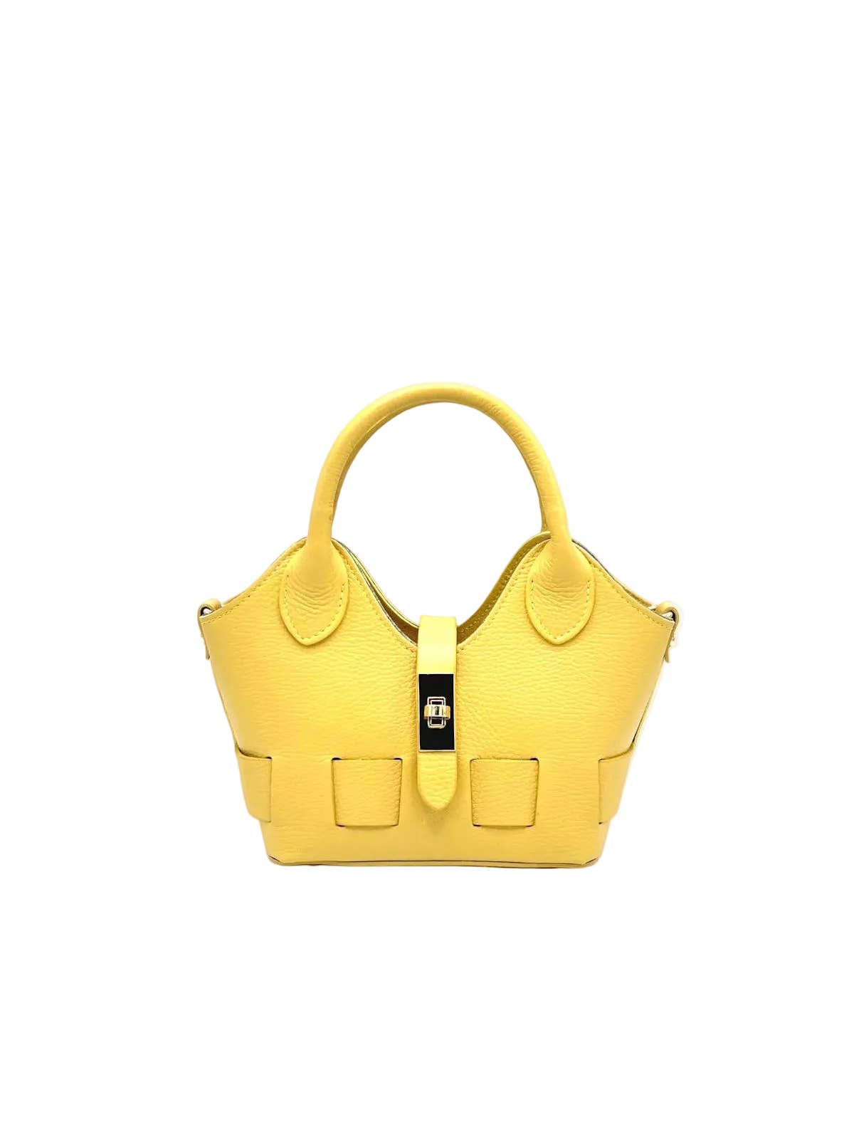 Sac Bandoulière en Cuir Véritable Fait en Italie — Jaune