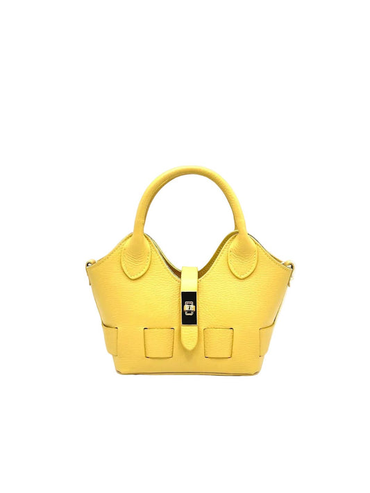 Sac Bandoulière en Cuir Véritable Fait en Italie — Jaune