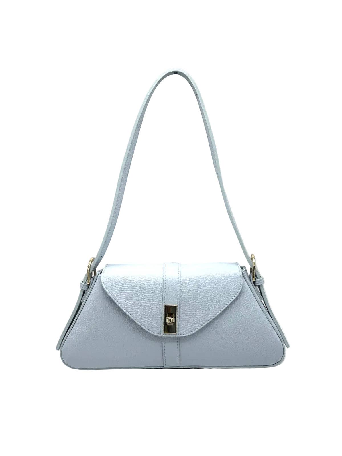 Suie Valentini-Sac à bandoulière pour femme en cuir véritable, Bleu Clair