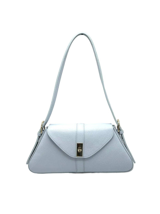Suie Valentini-Sac à bandoulière pour femme en cuir véritable, Bleu Clair