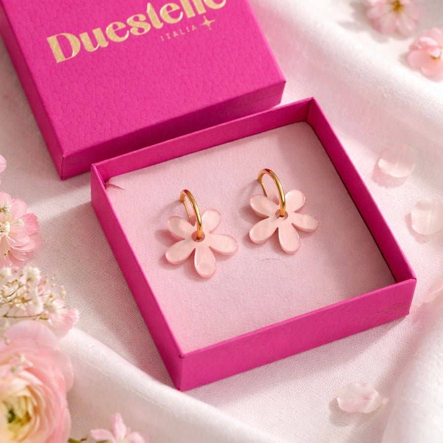 Bloomette - Boucles d'oreilles créoles avec fleurs: Viola