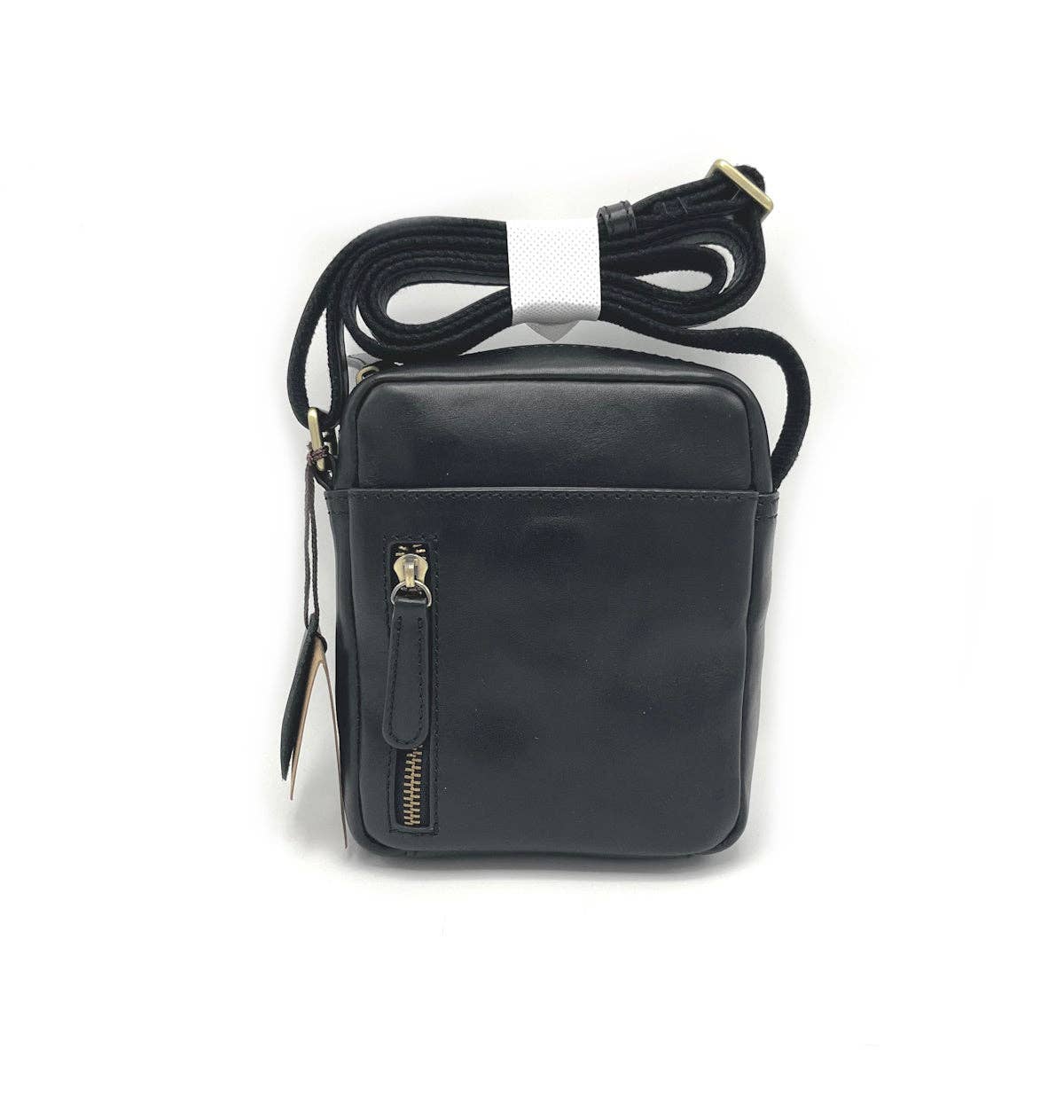 Sac Bandoulière - SUIE VALENTINI -  en Cuir Véritable pour Homme — Noir