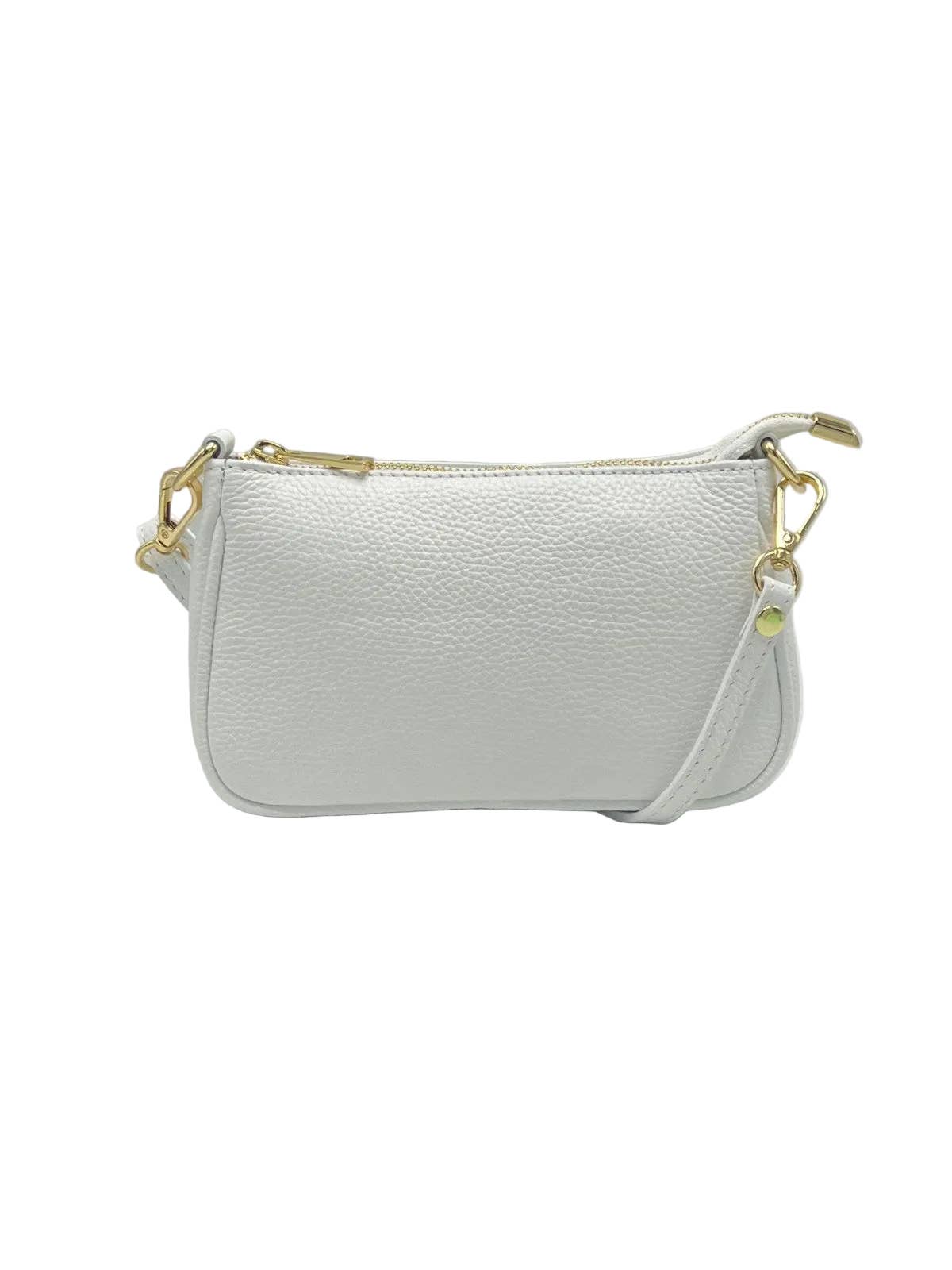 Petit Sac Bandoulière en Cuir Véritable Fait en Italie — Argenté