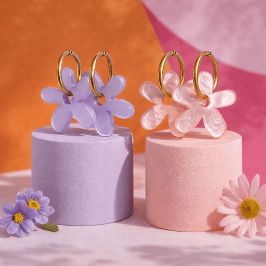 Bloomette - Boucles d'oreilles créoles avec fleurs: Viola