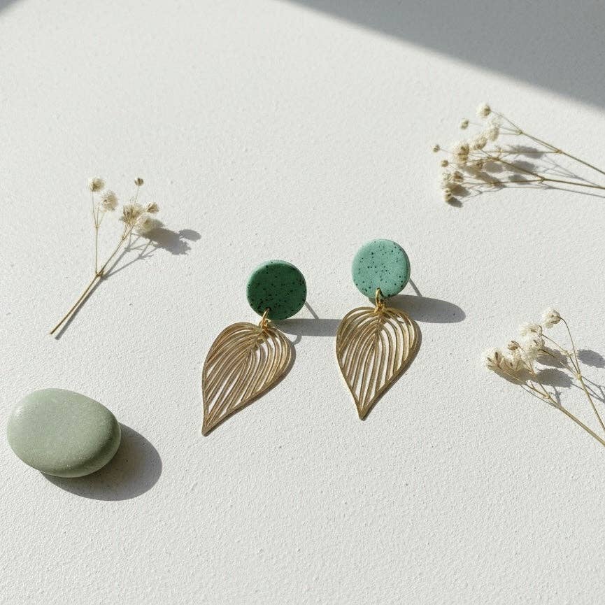 GRACE – Boucles Pâte Polymère Pendentif Doré 18k