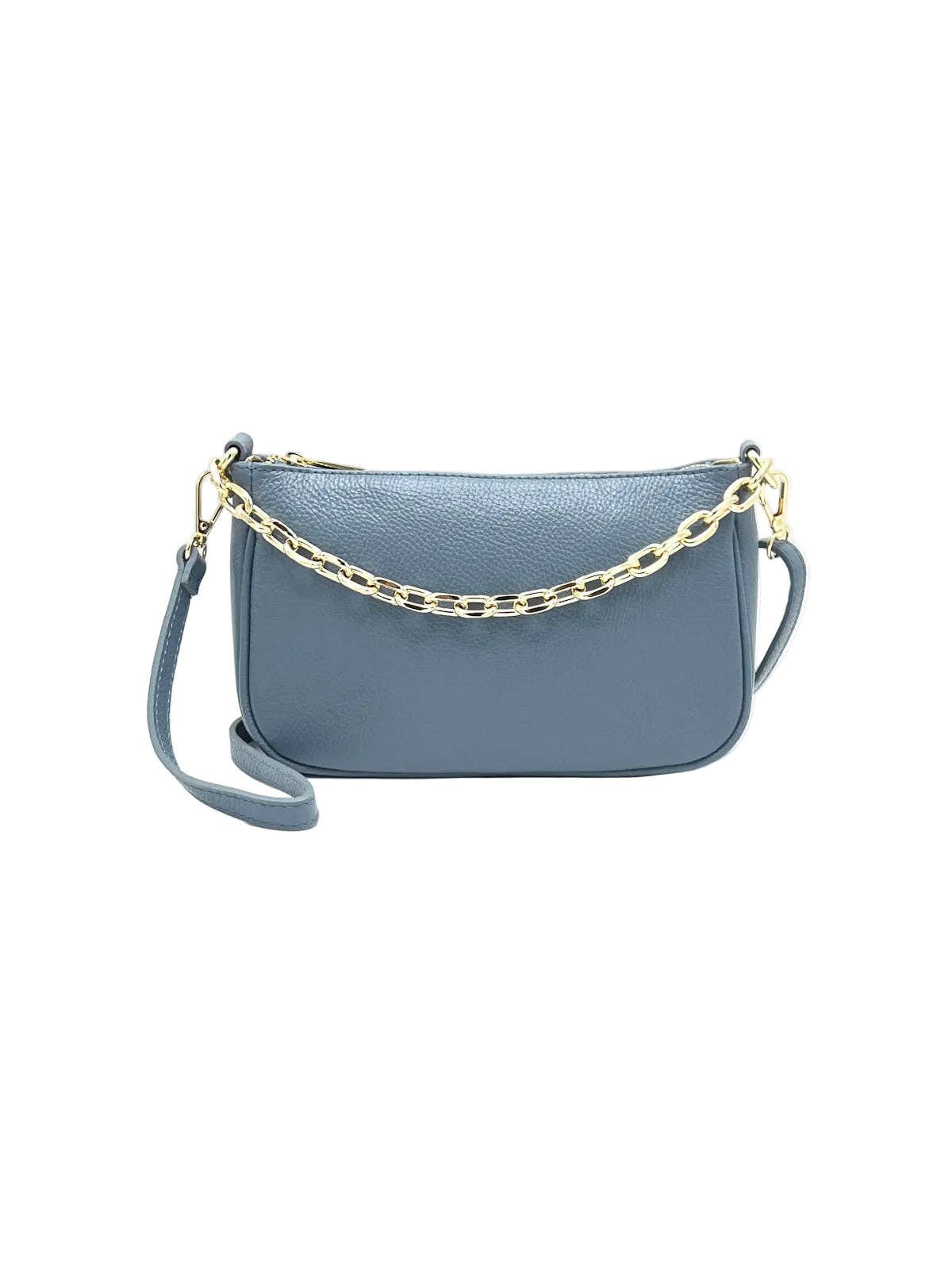 Suie Valentini- Sac à bandoulière en cuir véritable,  Bleu Clair
