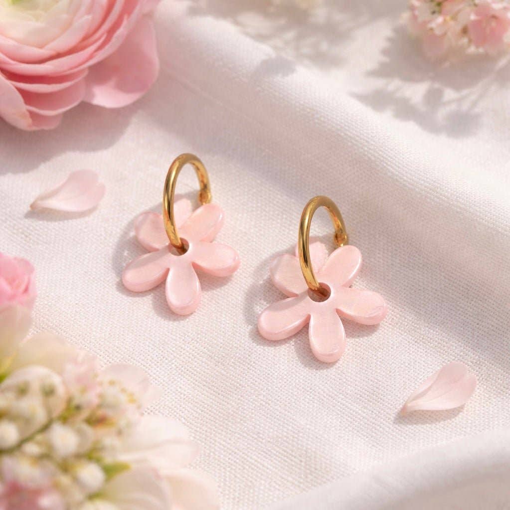 Bloomette - Boucles d'oreilles créoles avec fleurs: Viola