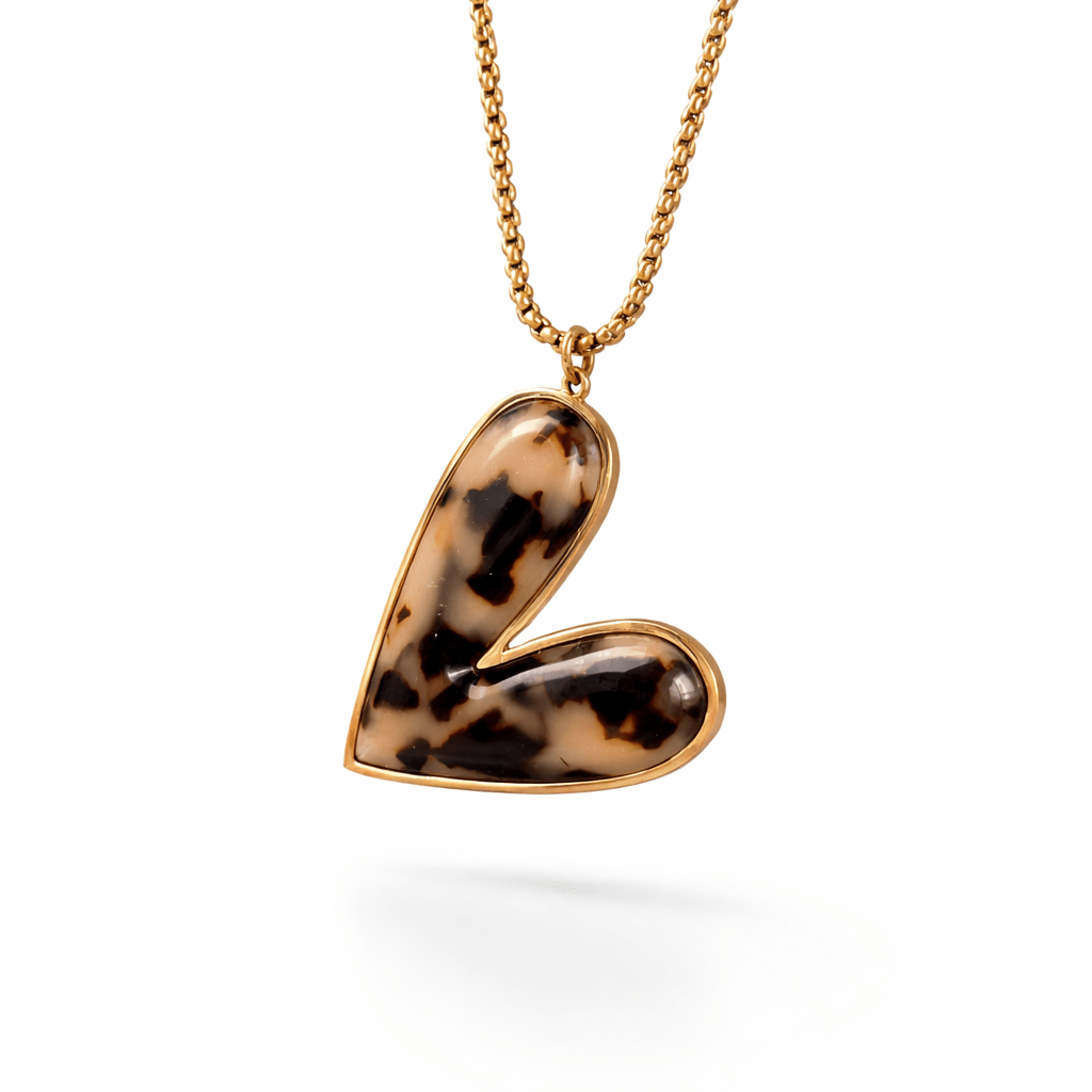 ZAVIRA - Collier Cœur effet écaille de tortue