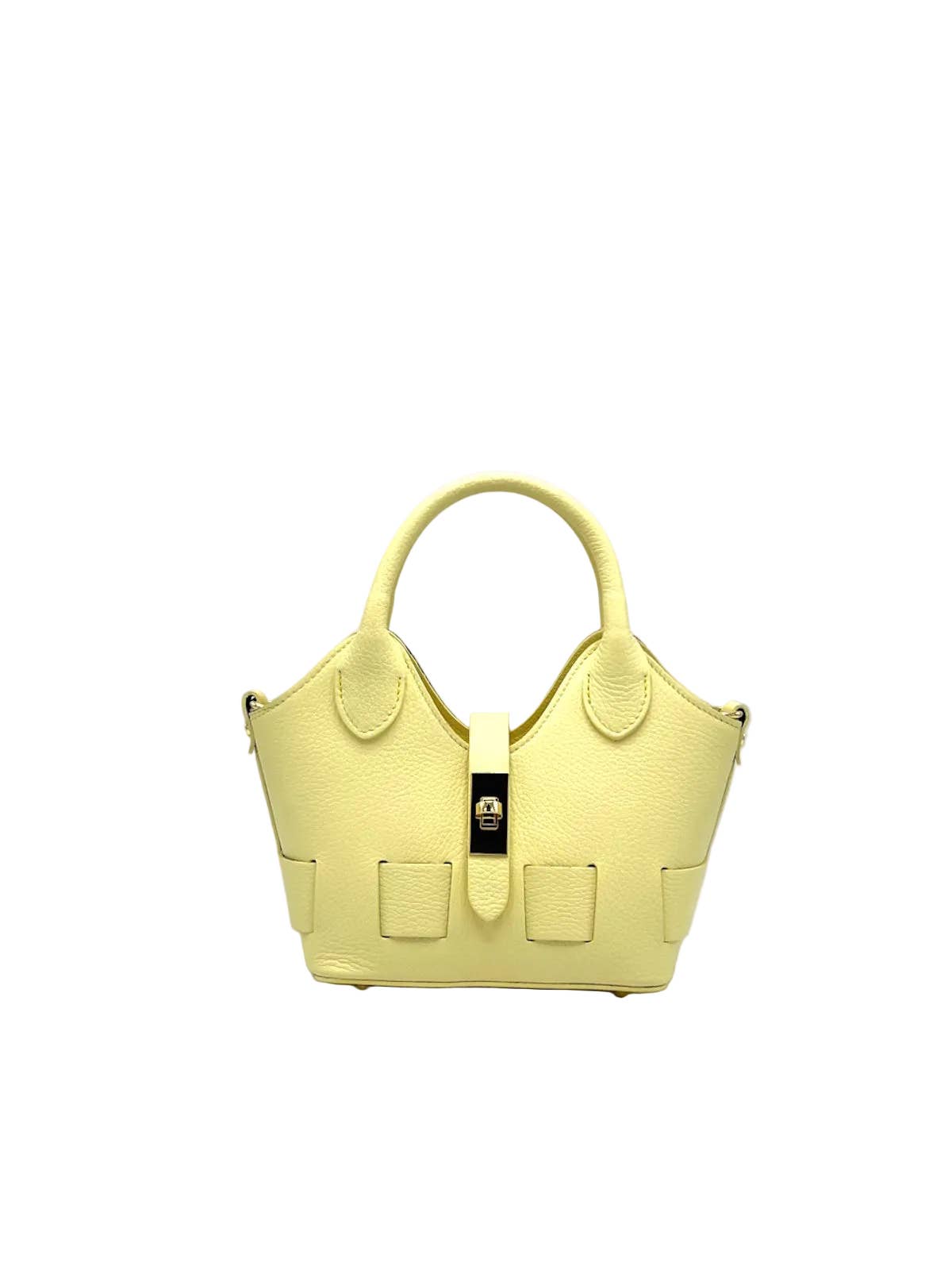 Sac Bandoulière en Cuir Véritable Fait en Italie — Jaune