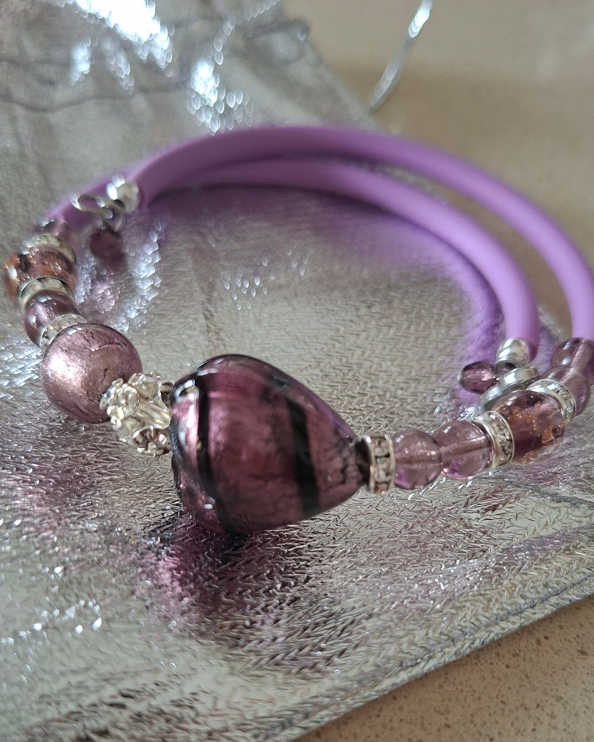 Cupido - Bracelet en verre de Murano: Améthyste