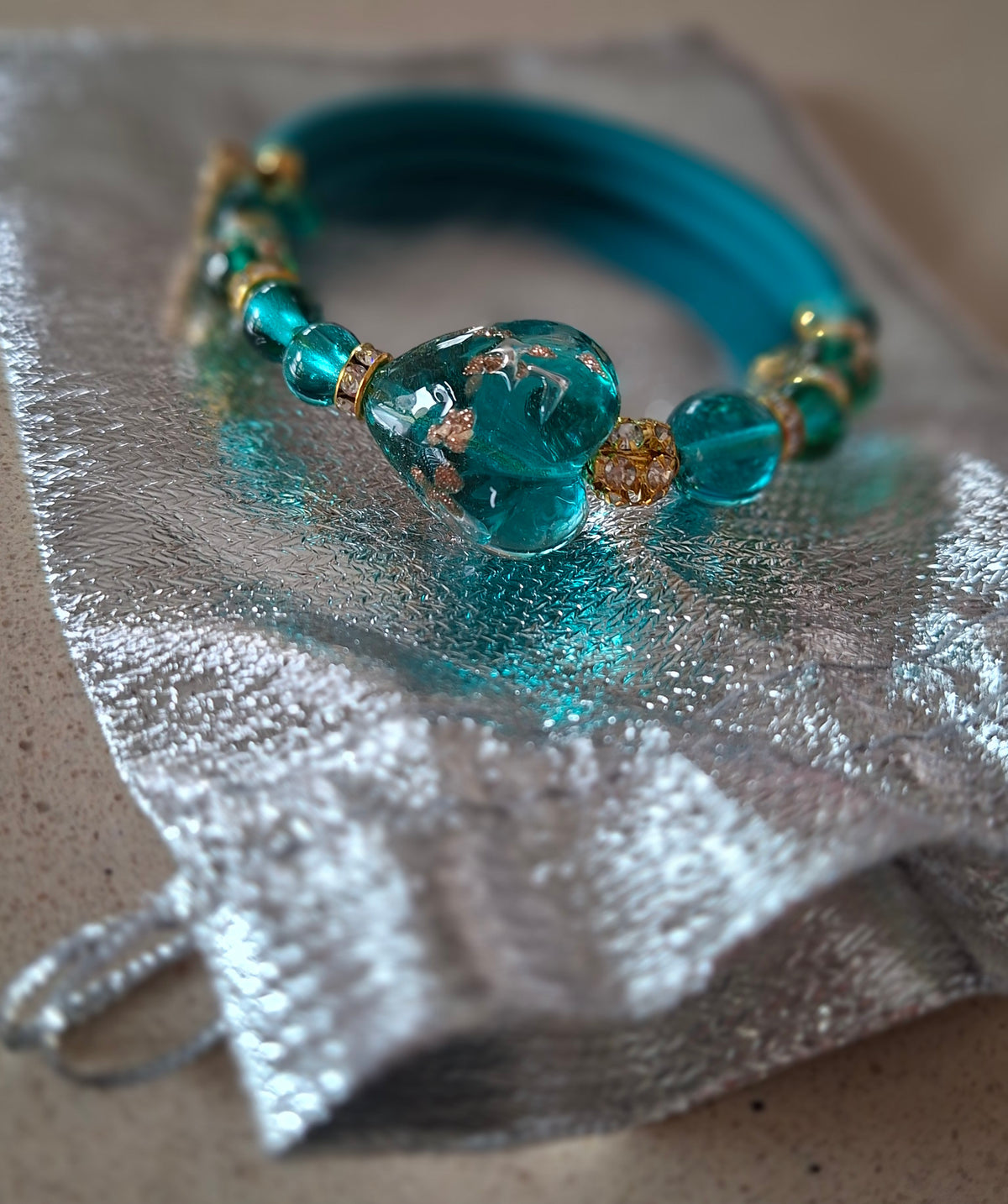 Perla - Bracelet en verre de Murano: Vert d'eau